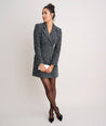 Model is wearing UNTUCKit Tweed Angelica Blazer Dress.