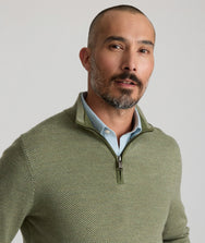 Twill Merino Wool Quarter-Zip Sweater
