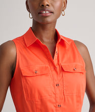 Stretch Cotton Sleeveless Cordelia Shirt Dress Zoom
