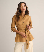 Stretch Cotton Belted Popover Darcy Shirt