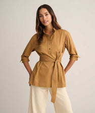 Stretch Cotton Belted Popover Darcy Shirt Zoom