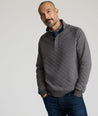 Model is wearing UNTUCKit Garrison pullover in forged iron.