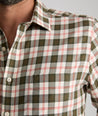Model is wearing UNTUCKit Harwin wrinkle-free shirt.