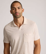 Cotton-Linen Johnny Collar Polo - FINAL SALE Zoom
