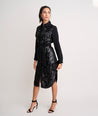Model is wearing UNTUCKit Lexie sequin dress in black.