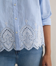 Cotton Stripe Eyelet Luisa Shirt Zoom