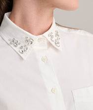 Stretch Cotton Jewel Collar Melanie Shirt Zoom