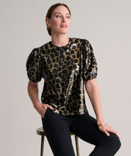 Sequinned Leopard Roxie Shirt