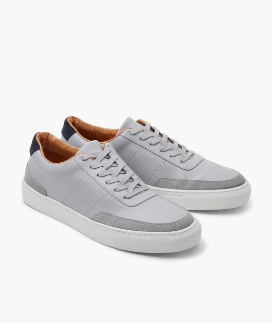 Contrast Leather Lace-Up Sneakers
