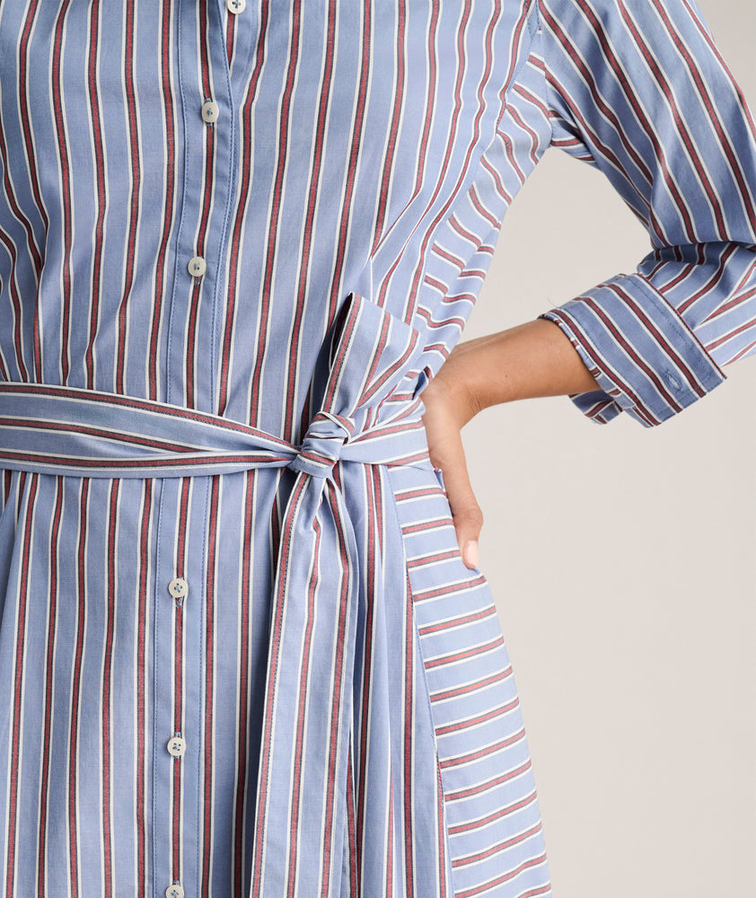Stretch Cotton Striped Tess Shirt Dress
