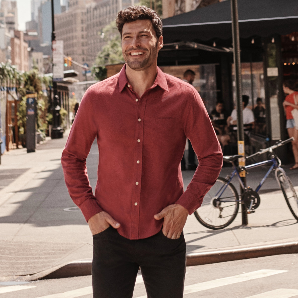 Handsome man wearing Untuckit shirt