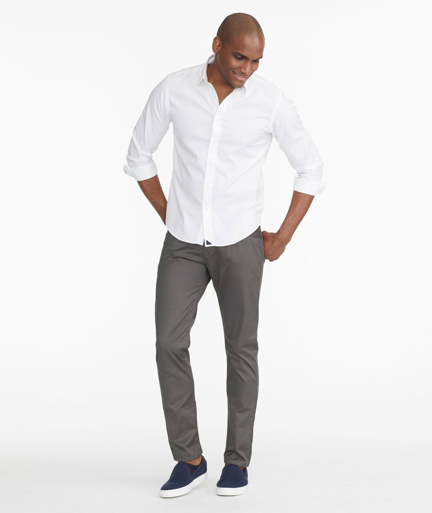 Model wearing a Dark Grey 5-Pocket Pants