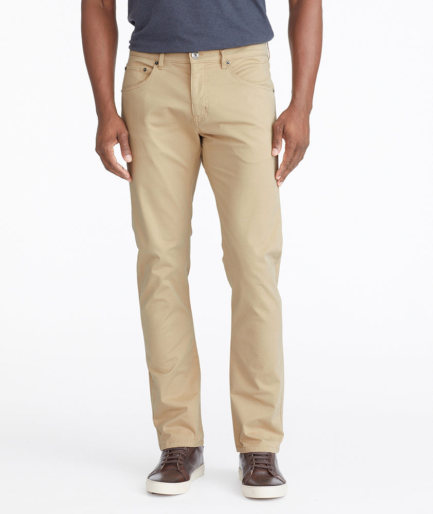 Model wearing a Tan 5-Pocket Pants