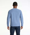 Model wearing a Blue French Terry Long-Sleeve Henley