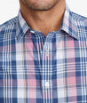 Model wearing a Pink Wrinkle-Free Yarden Shirt
