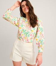 Stretch Cotton Lemon Print Carrie Shirt