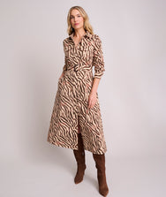 Stretch Cotton Safari Print Elise Shirt Dress Zoom