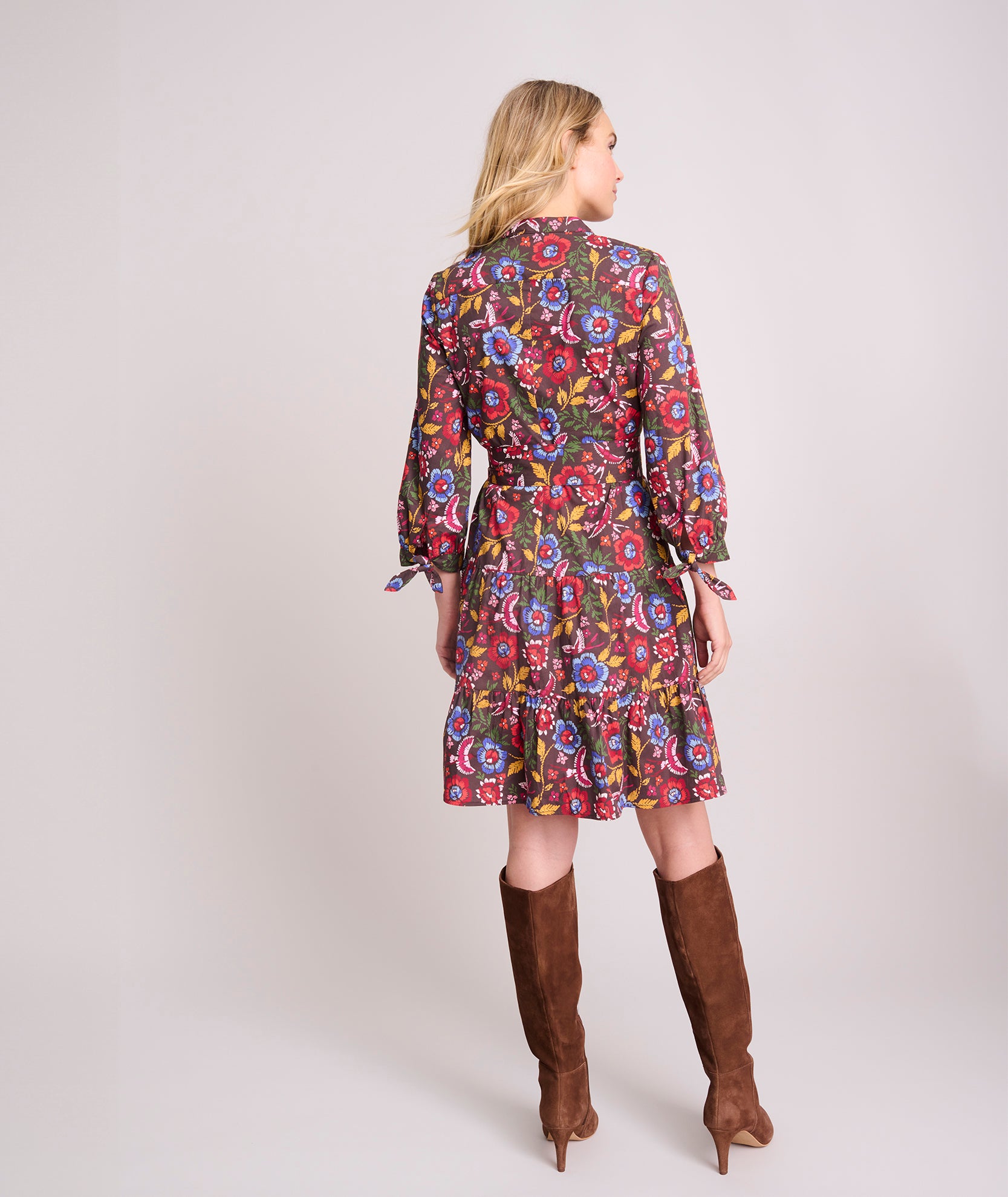 alana long sleeve dress Stretch Cotton Tapestry Print Alana Dress Multicolor Floral Print