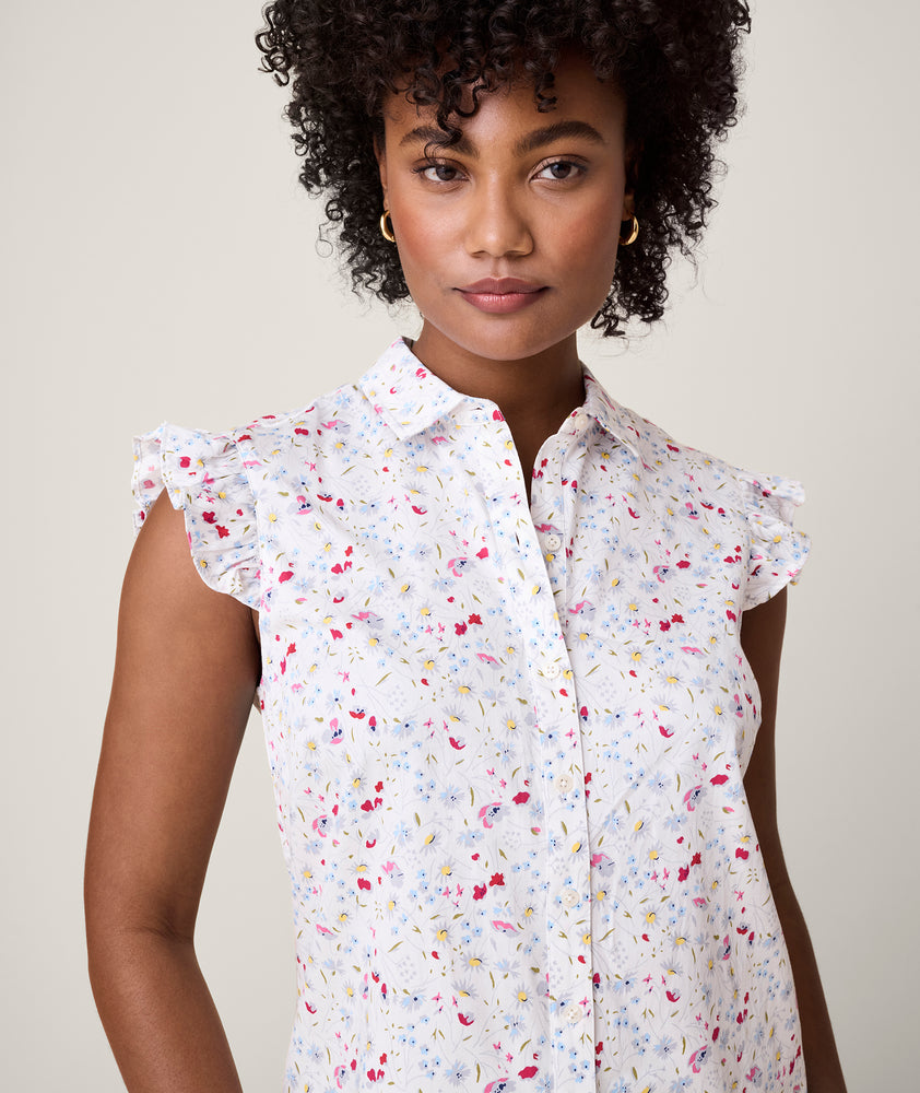 Cotton Stretch Flutter Sleeve Anne Shirt