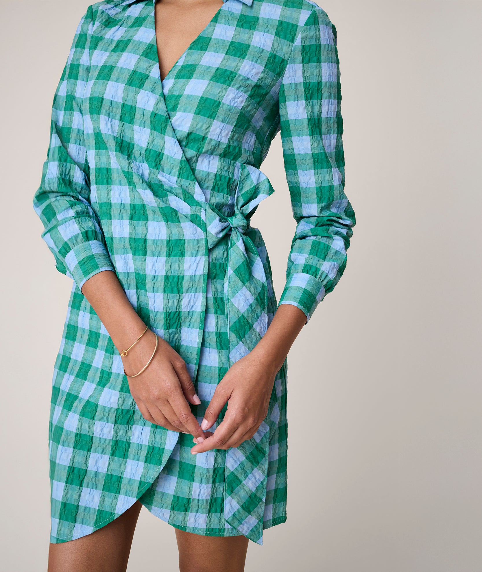 Haru Check Shirt Dress, Brown