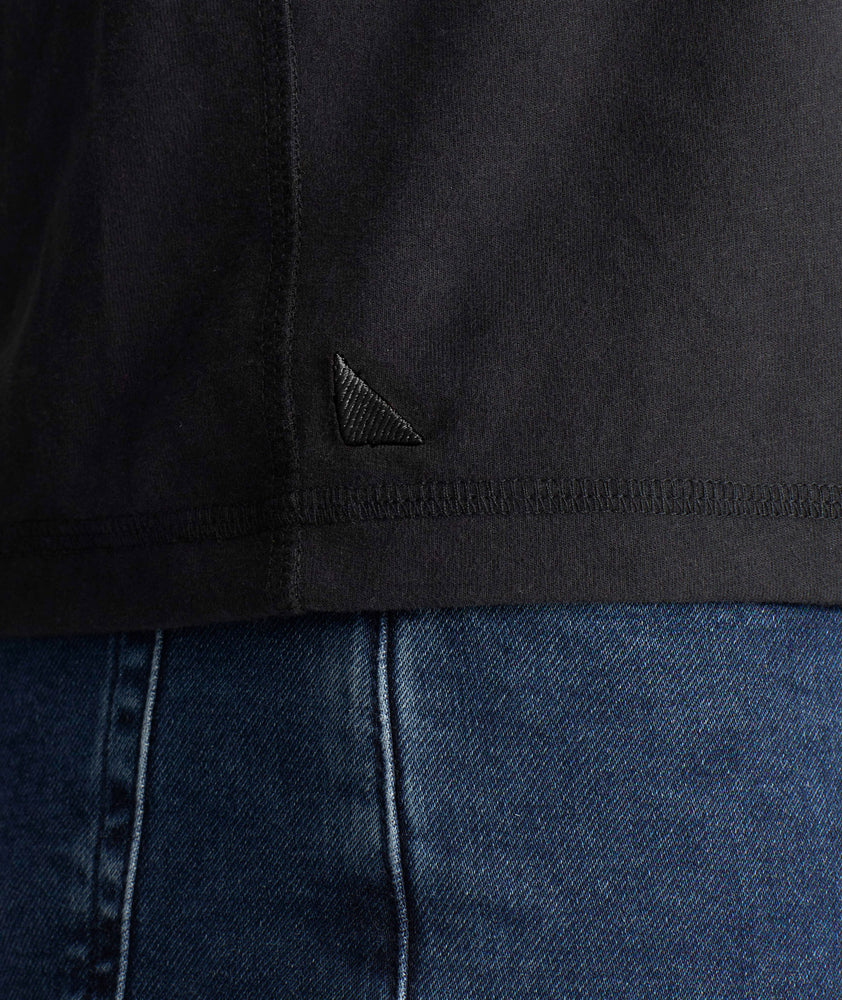 Model wearing a Black Ultrasoft Long-Sleeve Henley