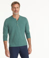 Model wearing a Light Green Ultrasoft Long-Sleeve Henley