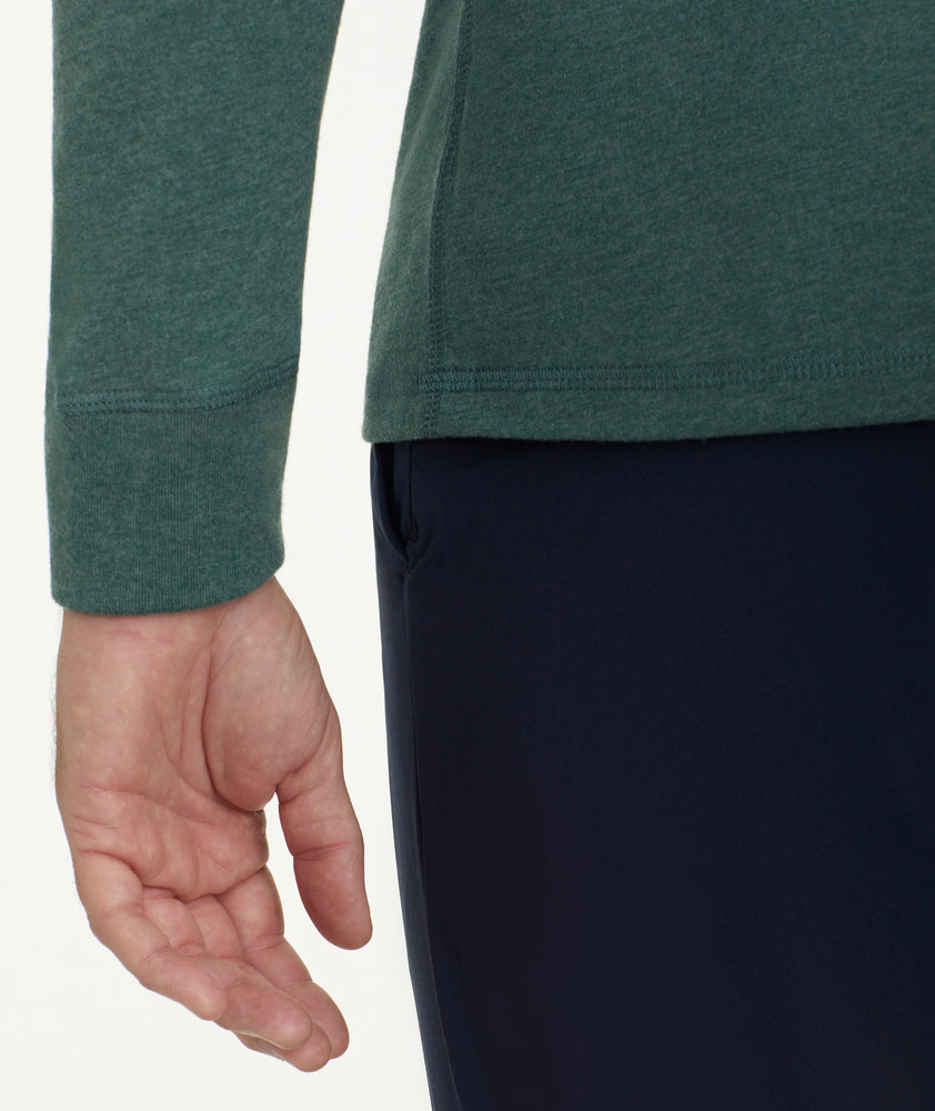 Model wearing a Light Green Ultrasoft Long-Sleeve Henley