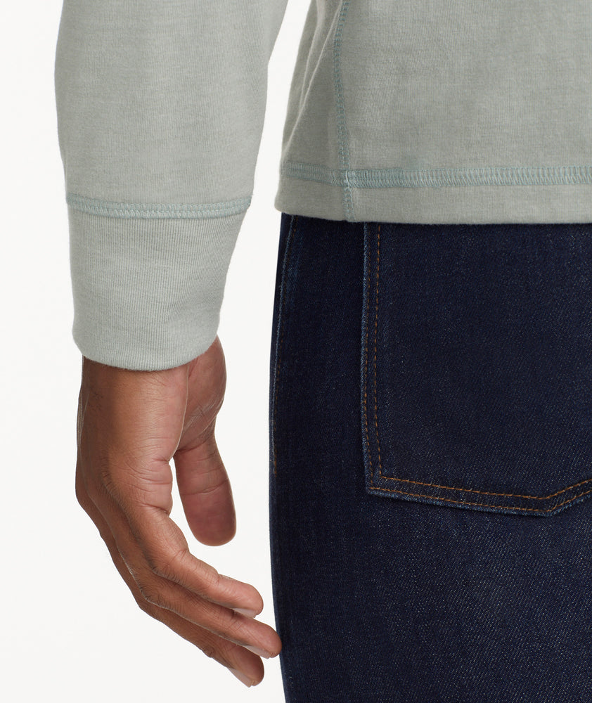Model wearing a Slate Grey Ultrasoft Long-Sleeve Henley