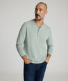 Model wearing a Slate Grey Ultrasoft Long-Sleeve Henley.