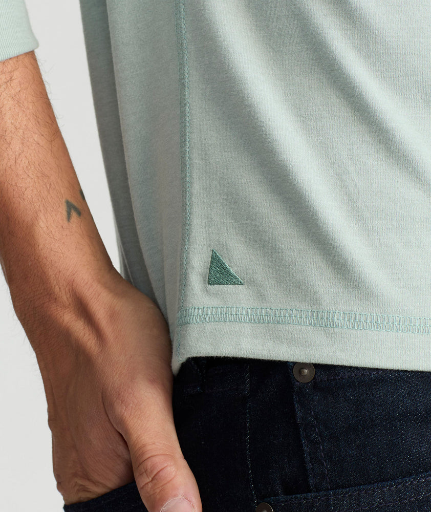 Model wearing a Slate Grey Ultrasoft Long-Sleeve Henley