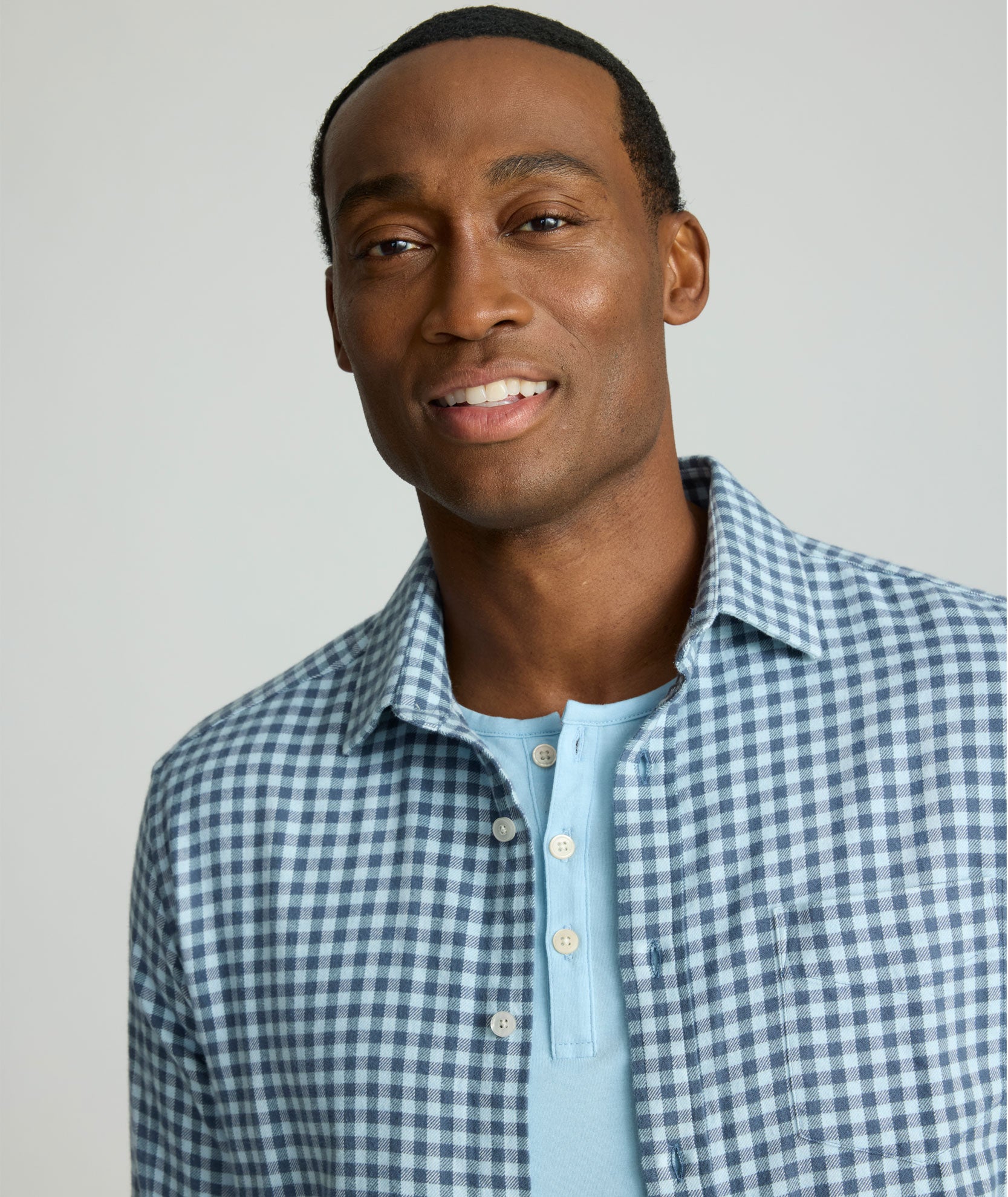 Flannel Alden Shirt Light Blue Gingham | UNTUCKit