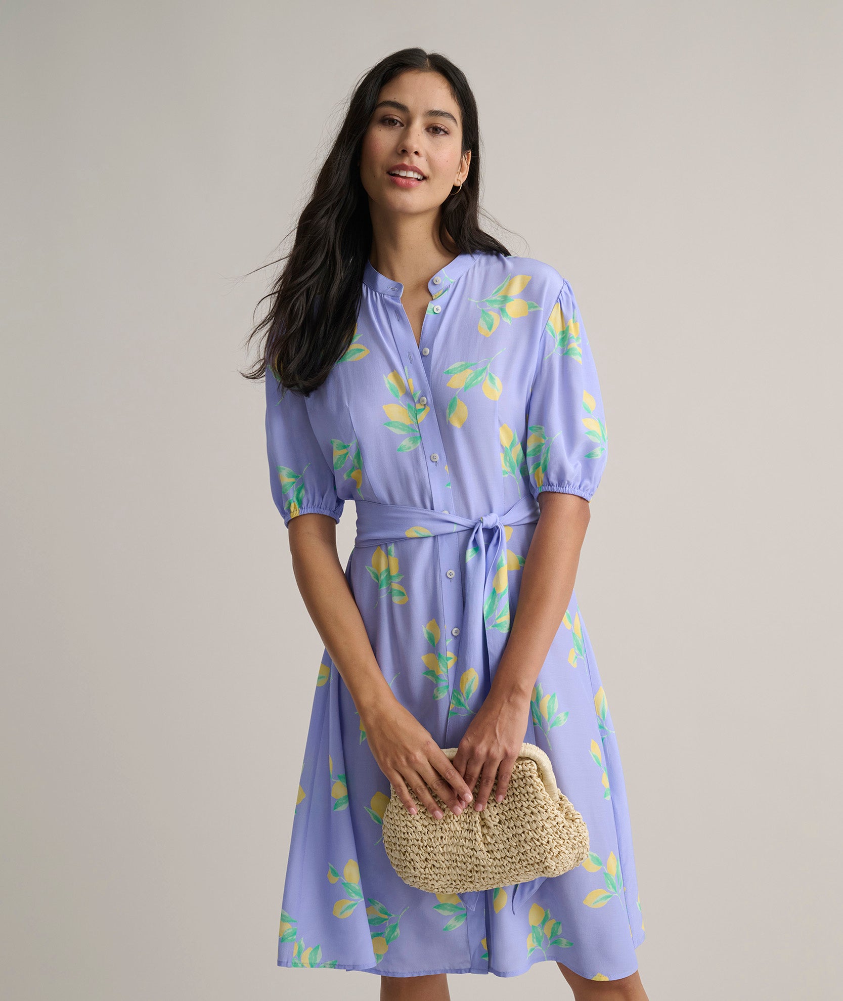 UNTUCKit | Short-Sleeve Lemon Print Midi Alix Dress - 4.30.26promotag