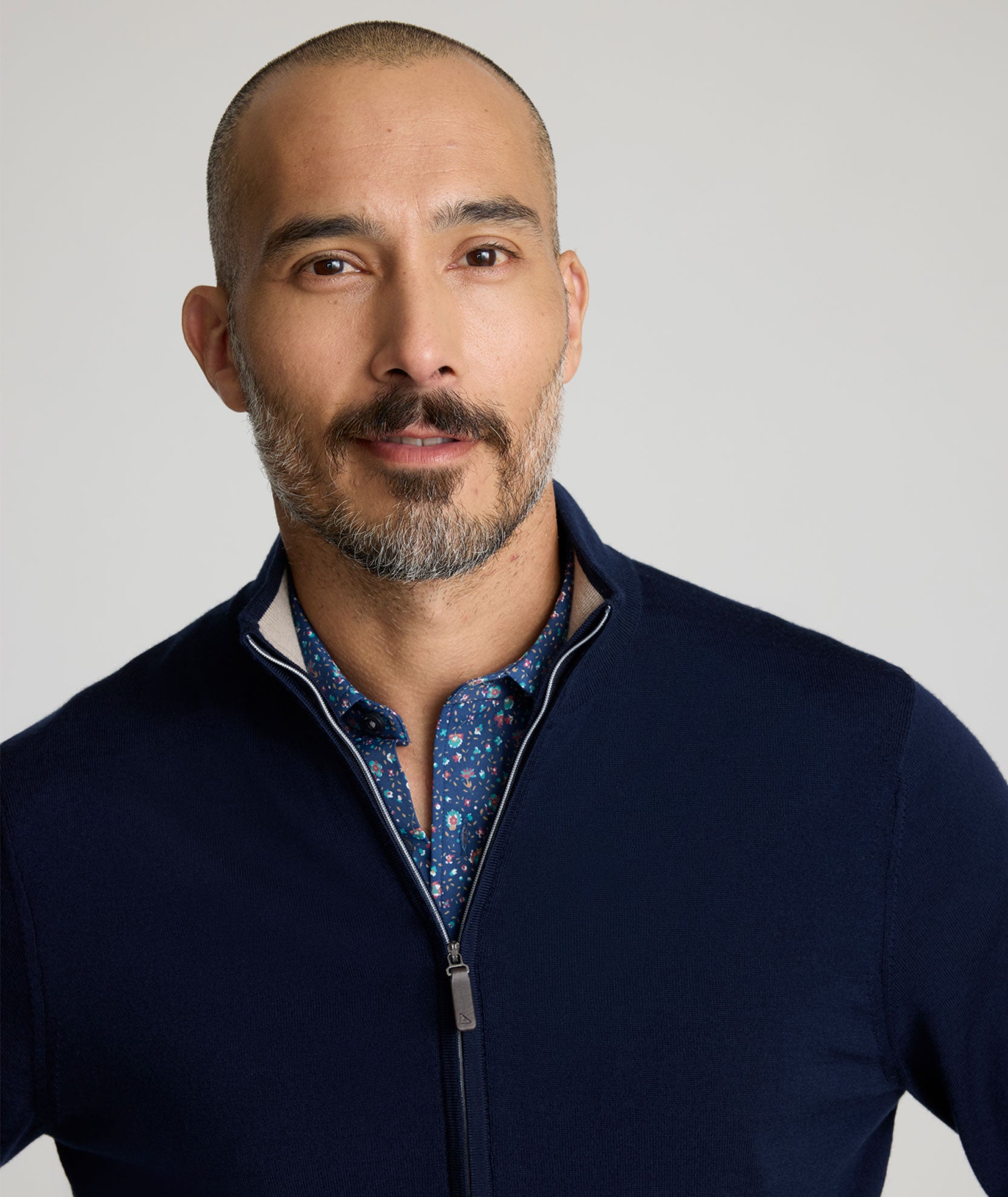 NATIVA™ Wool Full-Zip Sweater Navy | UNTUCKit