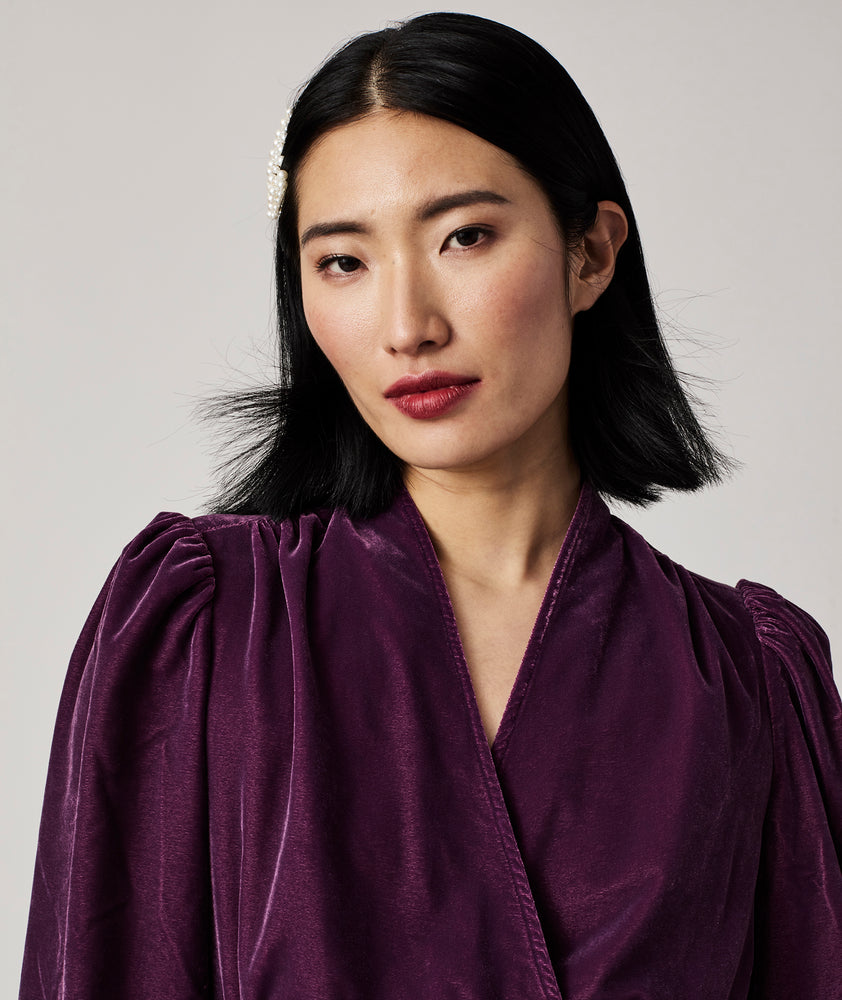Velvet Flounce Hem Amy Dress