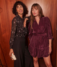 Velvet Flounce Hem Amy Dress Zoom