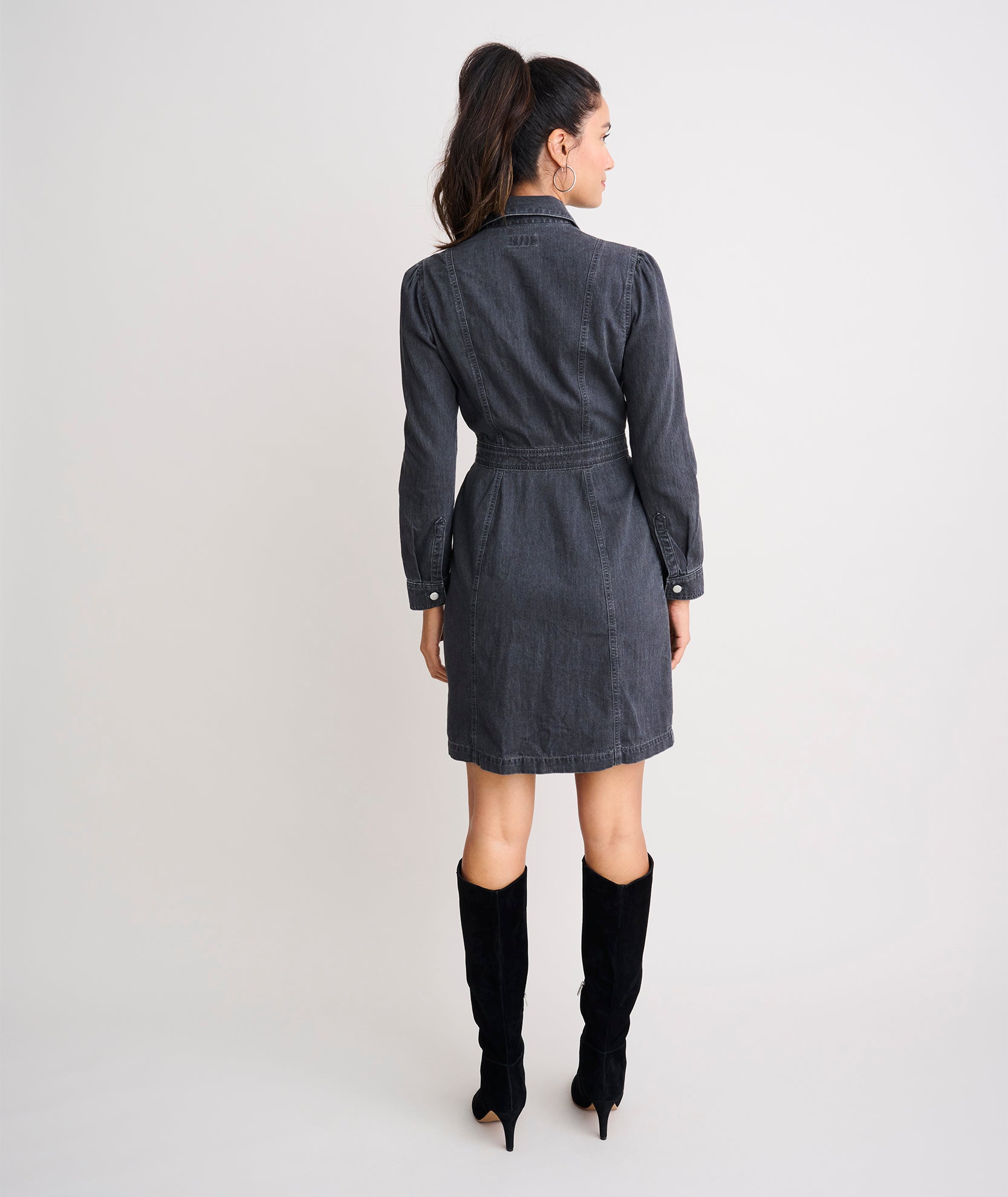 Denim Annie Shirt Dress Solid Black | UNTUCKit