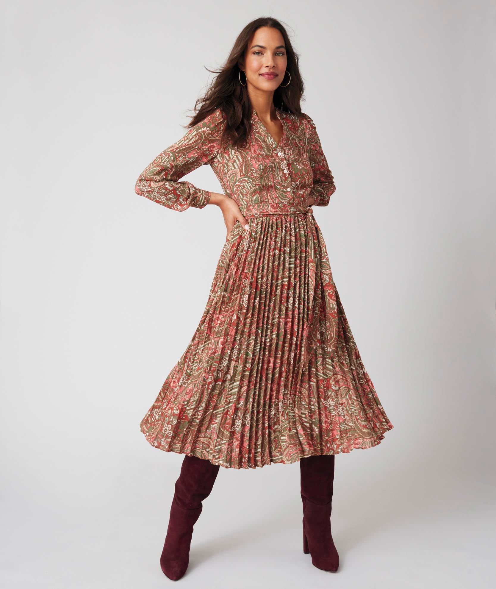 Cornela pleated discount velvet midi dress