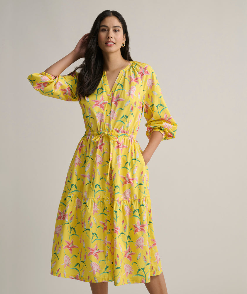 Stretch Cotton Floral Aurelia Dress Yellow Floral Print | UNTUCKit Stretch Cotton Floral Aurelia Dress Yellow Floral Print | UNTUCKit