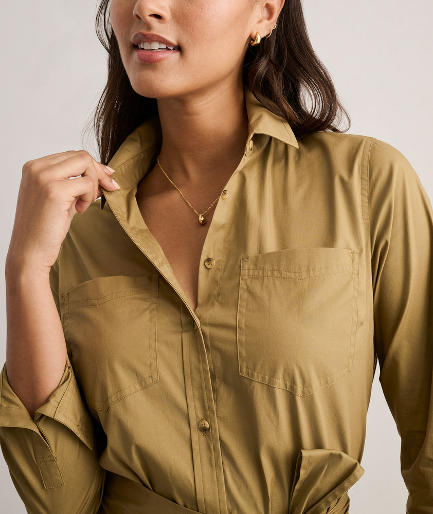 Cotton Stretch Midi Bailey Shirt Dress