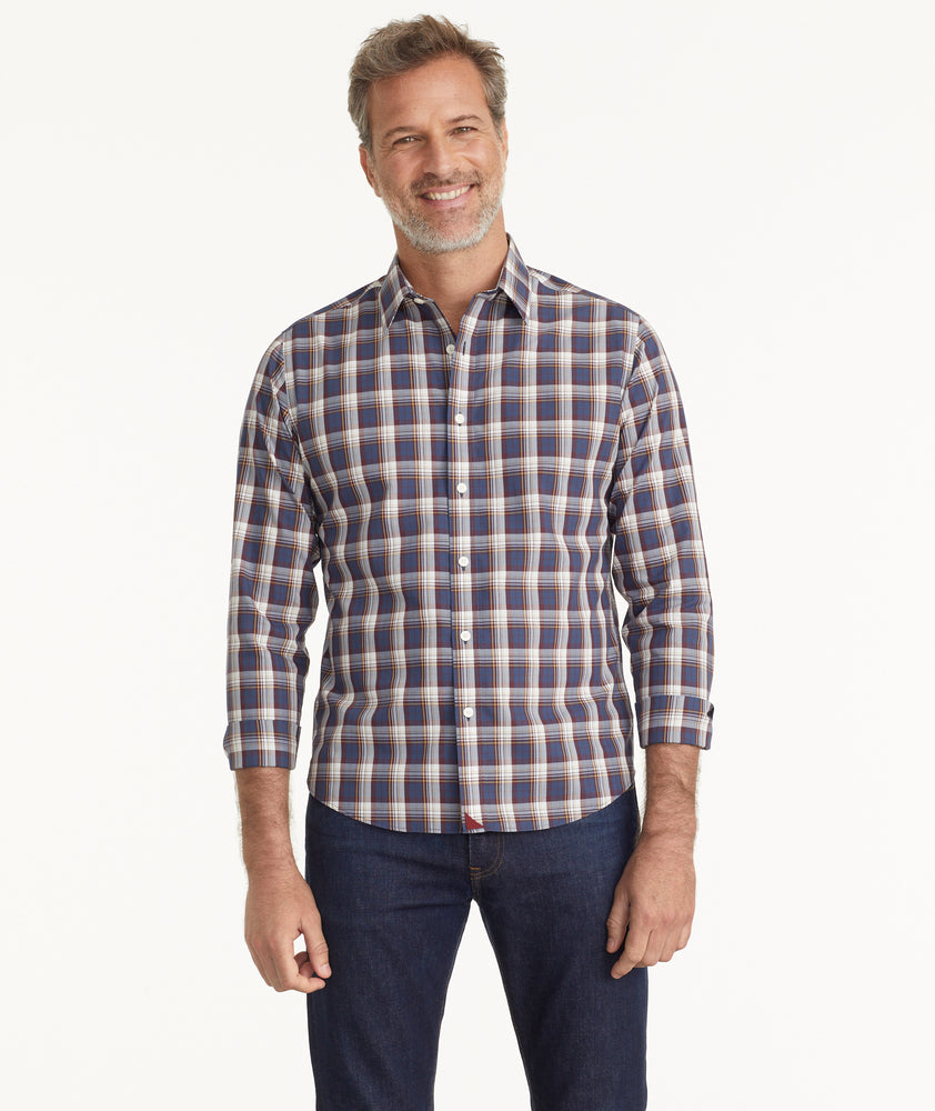 Wrinkle-Free Barossa Shirt Navy & Maroon With White Check | UNTUCKit
