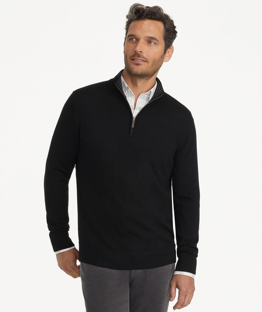 Merino Wool QuarterZip Sweater Black UNTUCKit