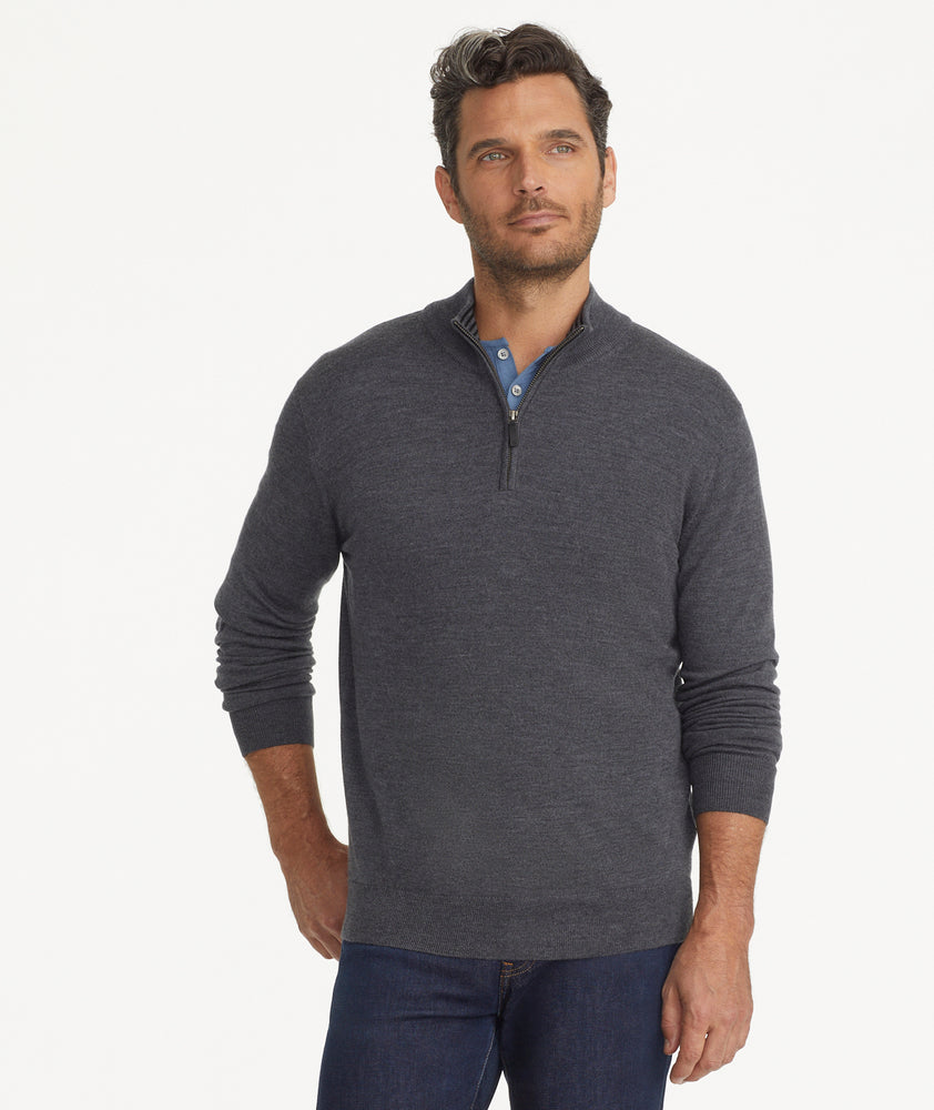 Merino Wool Quarter-Zip Sweater Dark Gray | UNTUCKit