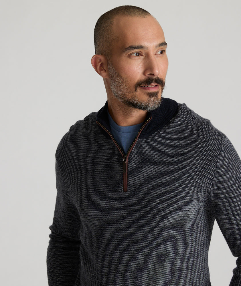 Birdseye Merino Wool Quarter-Zip Sweater - FINAL SALE