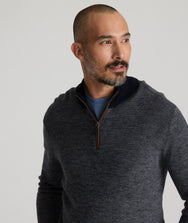 Birdseye Merino Wool Quarter-Zip Sweater - FINAL SALE Zoom