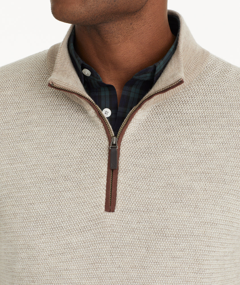 Birdseye Merino Wool Quarter-Zip Sweater