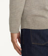 Model is wearing UNTUCKit Belguardo quarter zip in brown.