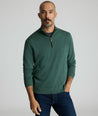 Model is wearing UNTUCKit Belguardo w/ Suede in Dark Green.