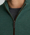 Model is wearing UNTUCKit Belguardo w/ Suede in Dark Green.