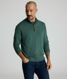 Model is wearing UNTUCKit Belguardo w/ Suede in Dark Green.