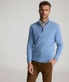 Model is wearing UNTUCKit Belguardo w/ Suede in Light Blue.